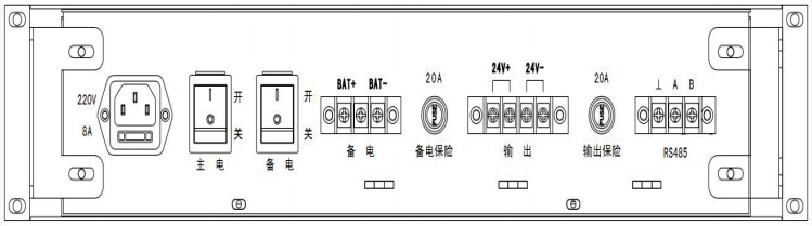 TD0808型柜裝主機電源外接端子示意圖
