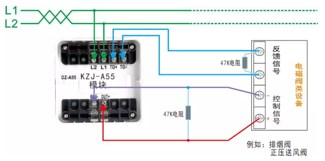 KZJ-A55輸入輸出模塊（電磁閥類）接線圖